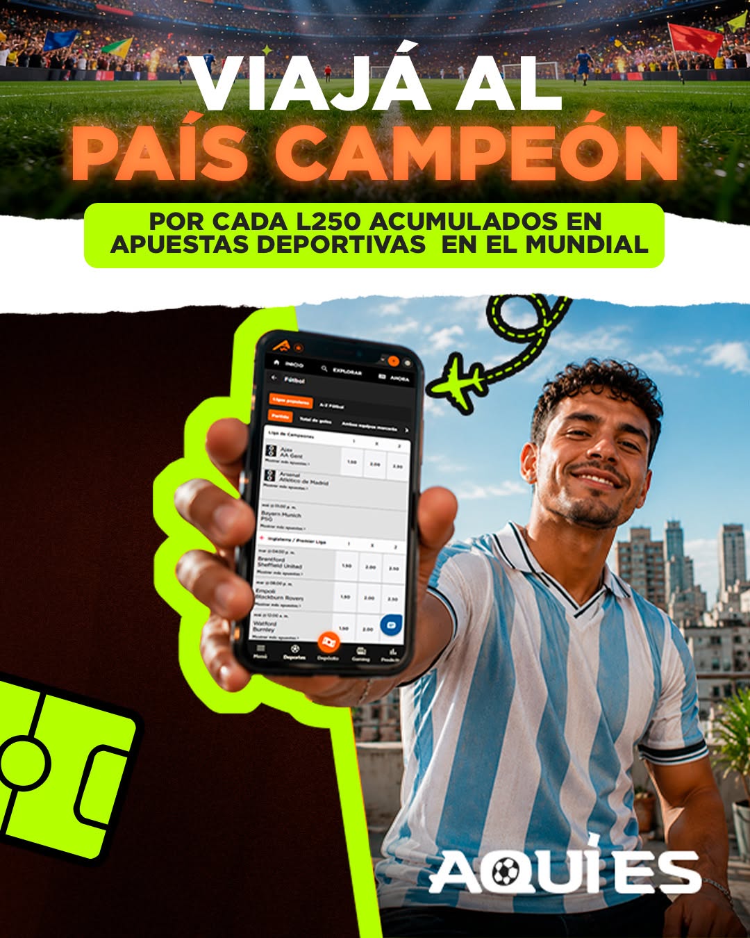 Viajá al País Campeón con Apostemos